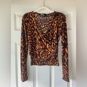 DKNY animal print wrap top size S